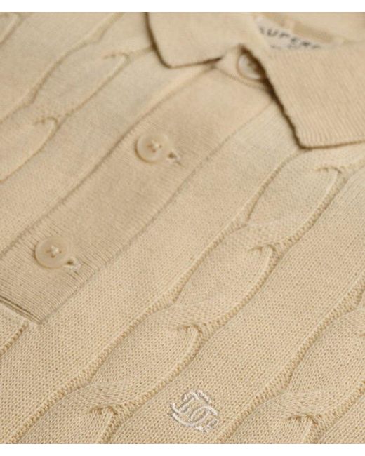 Superdry Natural & Co Knitted Cable Long Sleeve Polo Top for men
