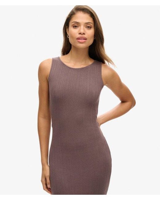 Superdry Brown & Co Rayon Backless Knitted Midi Dress