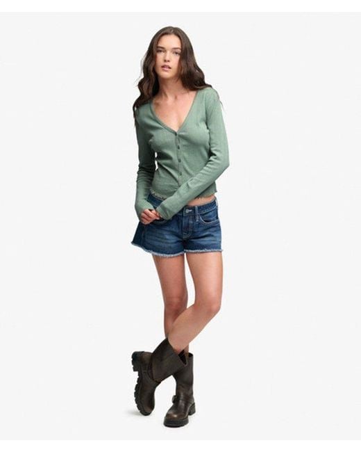 Superdry Green & Co Athletic Essential Pointelle Cardigan