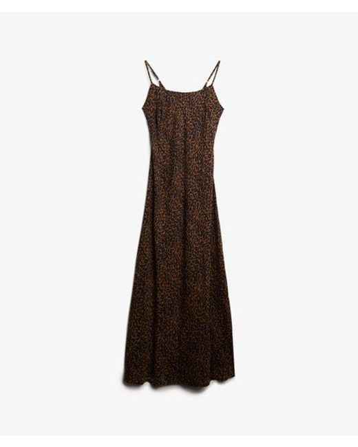 Superdry Brown & Co Bias Cut Maxi Slip Dress