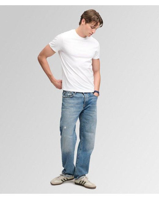Superdry Blue & Co Essential Serif Logo Embroidered T-shirt for men