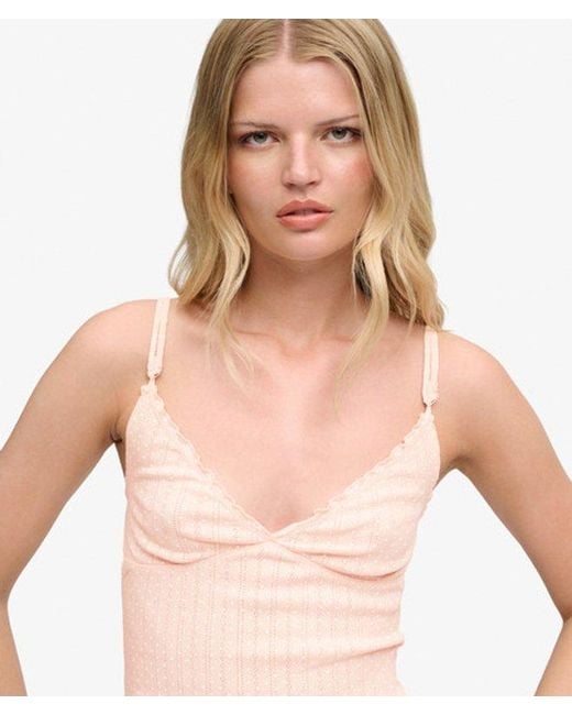 Superdry Athletic Essentials Cami Top Slanke Pasvorm in het Pink