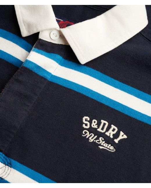 Superdry Blue & Co Vintage Athletic Stripe Rugby Top for men