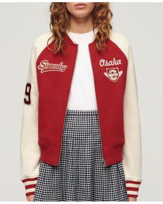 Superdry Red College Graphic Jersey Bomber