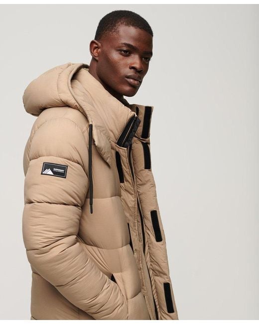 Superdry Ripstop Longline Puffer Jacket Brown in Natural for Men | Lyst