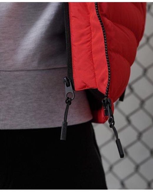Superdry Red Hooded Down Fuji Jacket High Risk for men