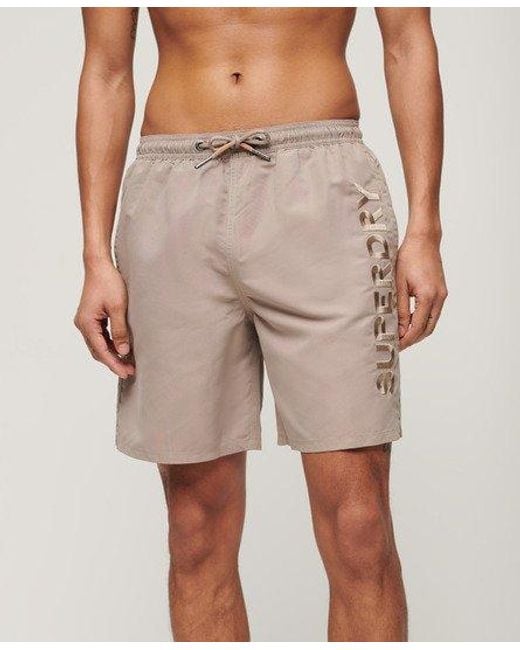 Superdry Natural Premium Embroidered 17-inch Swim Shorts for men