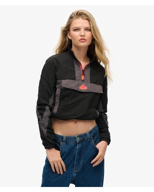 Superdry Black Colourblock Track Overhead Jacket