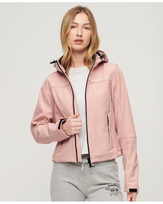 Superdry Pink Ladies Slim Fit Hooded Soft Shell Trekker Jacket