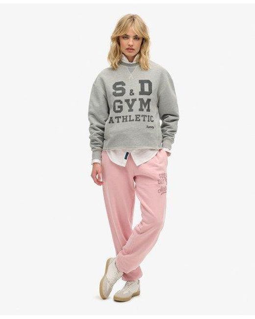 Superdry Ladies Loose Fit Graphic Print Vintage Washed joggers in Pink Lyst