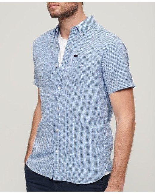 Chemise à manches courtes en coton gaufré Superdry pour homme en coloris Blue