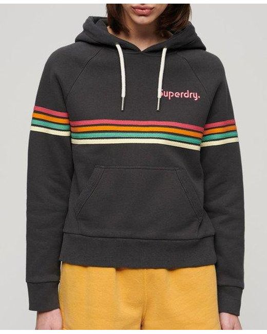 Superdry Rainbow Stripe Hoodie Met Logo in het Gray