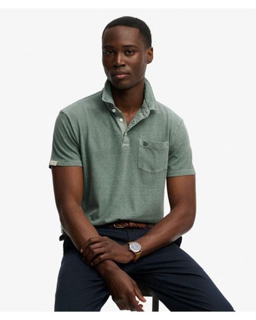 Superdry Green & Co Classic Cotton Linen Polo Shirt for men