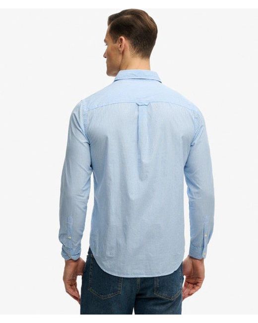 Superdry Blue & Co Cut Away Poplin Long Sleeve Shirt for men