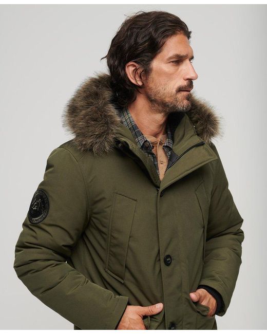 Superdry Green Everest Faux Fur Hooded Parka Coat for men