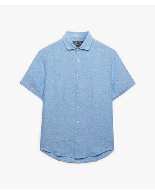 Superdry Blue & Co Riviera Short Sleeve Linen Shirt for men