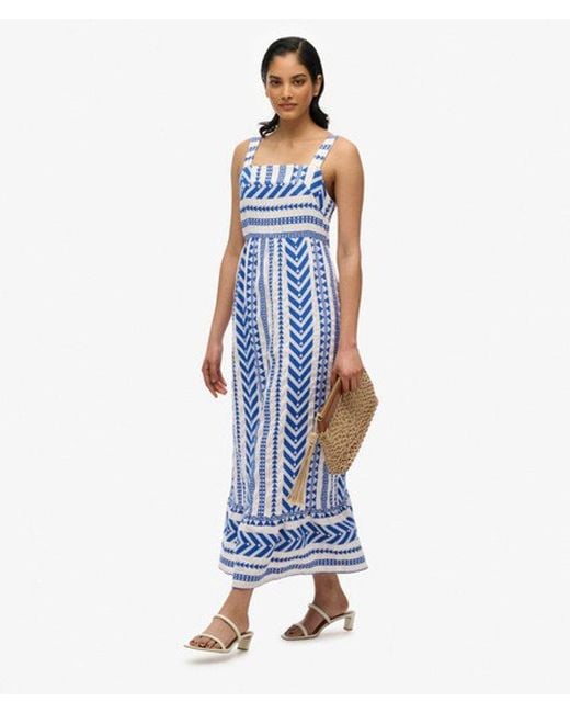 Superdry Statement Gelaagde Maxi-jurk in het Blue