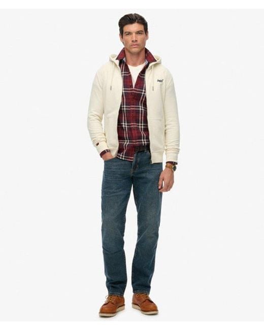 Superdry Natural & Co Essential Logo Half Brushed Zip Hoodie for men
