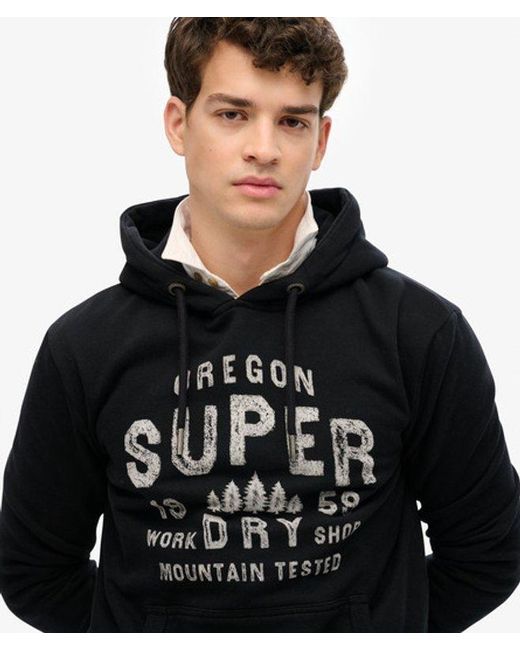 Superdry Black Work Shop Hoodie for men