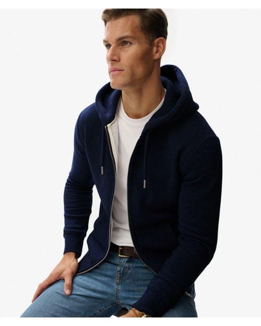 Homme Sweat À Capuche Zippé Logo Vintage Brodé Taille Superdry pour homme en coloris Blue