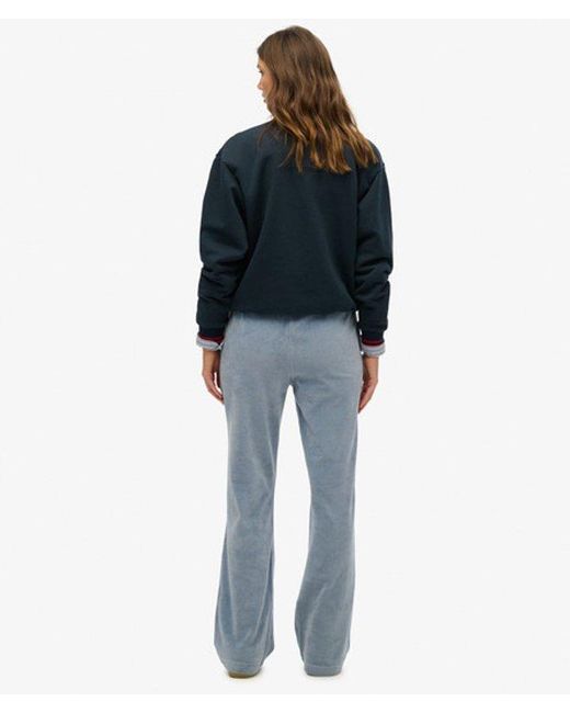 Superdry Blue Velour Wide Leg Joggers