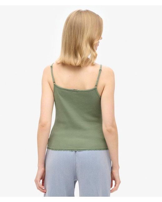 Superdry Athletic Essentials Button Down Cami Top in het Green