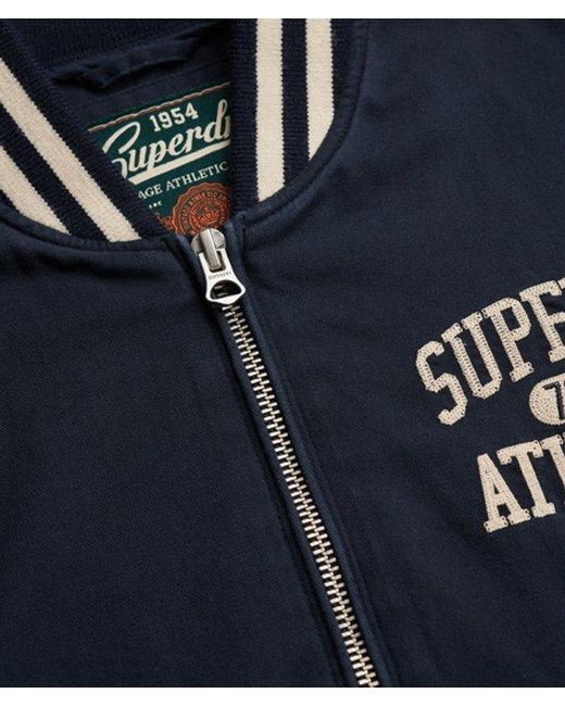 Superdry Blue Twill Varsity Bomber Jacket for men