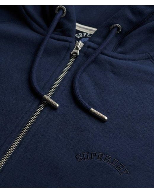 Superdry Blue Essential Logo Raglan Zip Hoodie