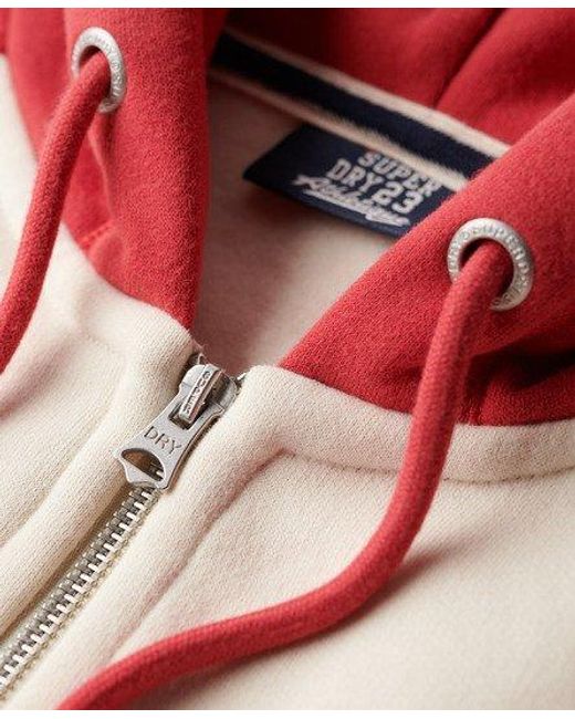 Superdry Red Essential Baseball Zip Hoodie Size: L for men