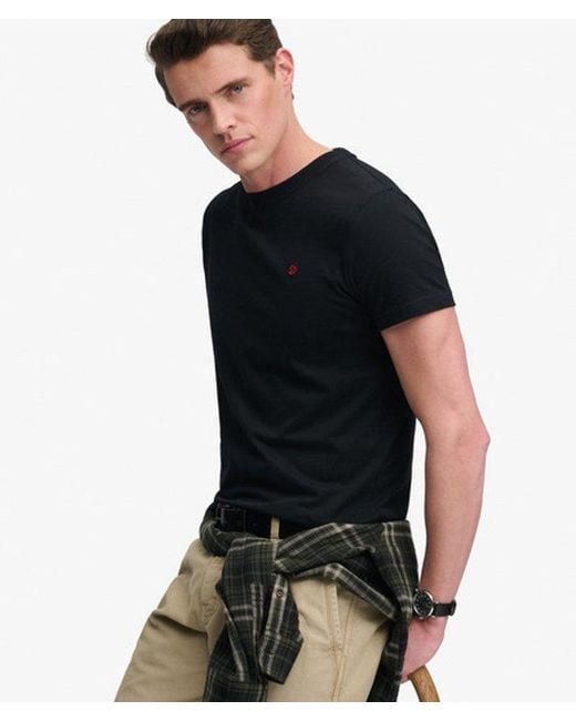 Superdry Black Sd & Co Logo Embroidered T-Shirt for men