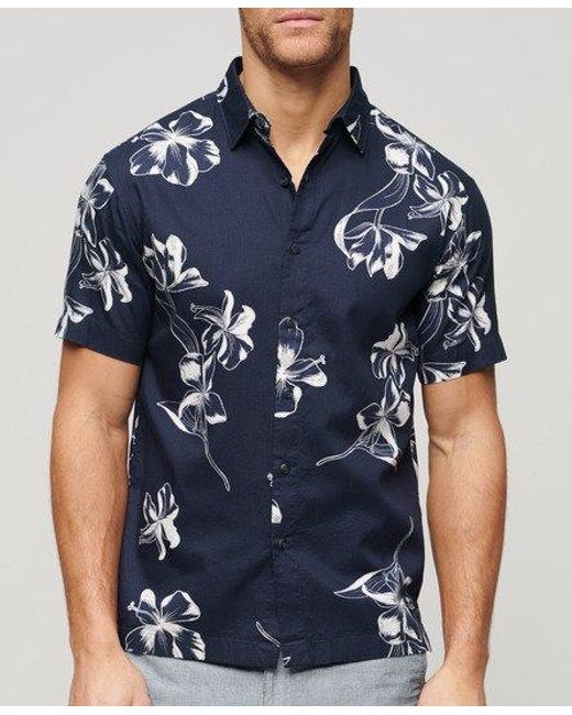 Superdry Hawaiian Overhemd Met Korte Mouwen in het Blue voor heren