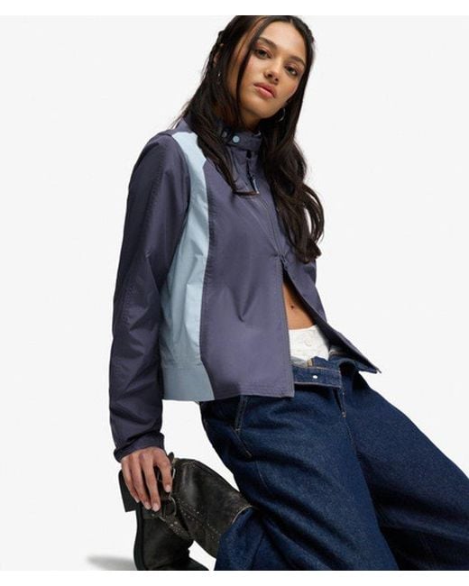 Superdry Blue Bench X & Co Bench Racer Shell Double Zip Jacket