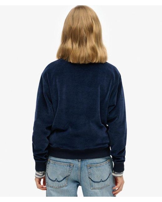 Superdry Blue & Co Velour Half Zip Sweatshirt