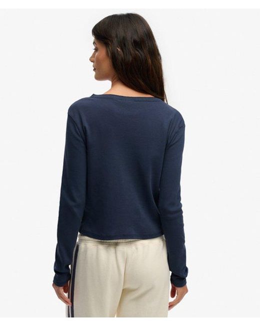 Superdry Blue & Co Athletic Essentials Button Down Long Sleeve Top