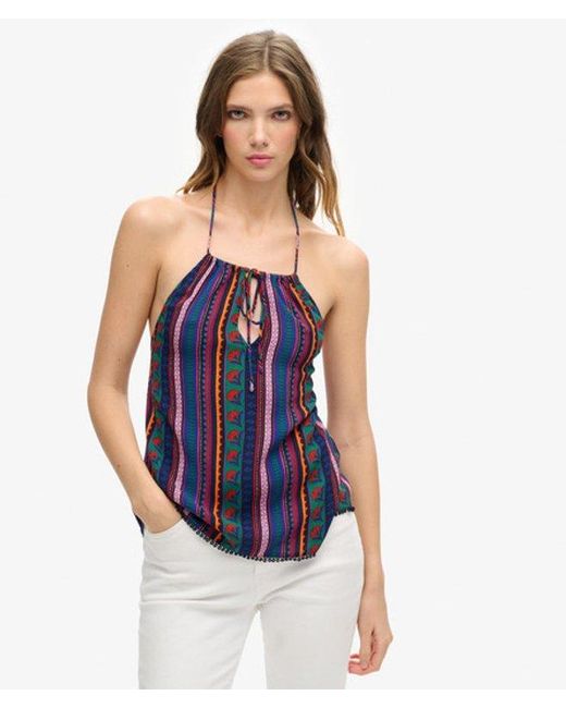 Superdry Blue & Co Printed Beach Halter Top