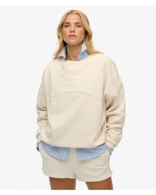 Superdry Natural & Co Athletic Essentials Tonal Applique Crew Sweatshirt