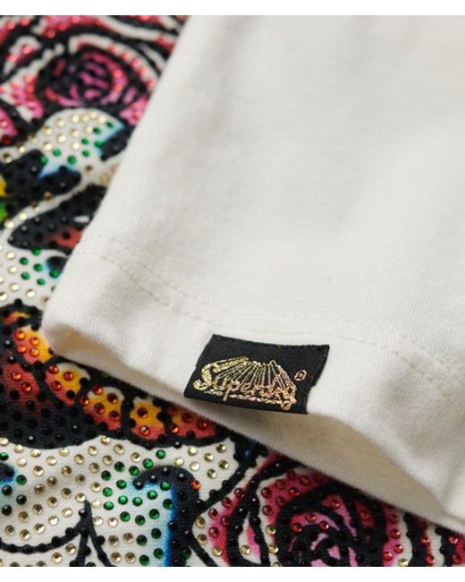 Superdry White & Co Tattoo Rhinestone Fitted T-shirt