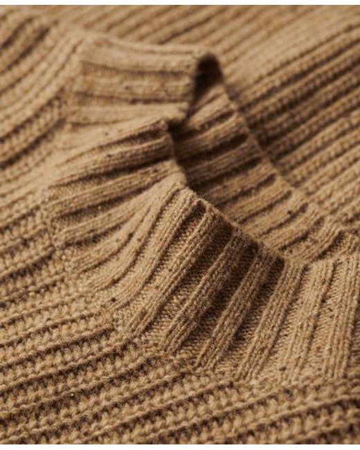 Superdry Natural Wool Blend Tweed Mock Neck Jumper for men