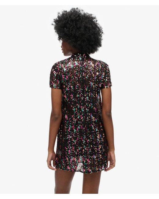 Superdry Black & Co Classic Sequin High Neck T-shirt Dress