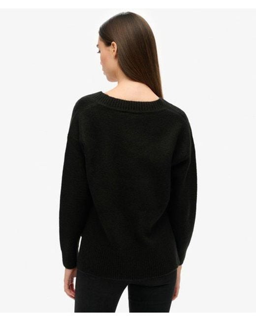Superdry Black & Co Oversized V Neck Jumper