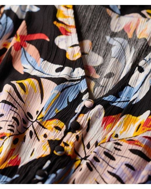 Superdry Beach Playsuit Met Korte Mouwen in het Black