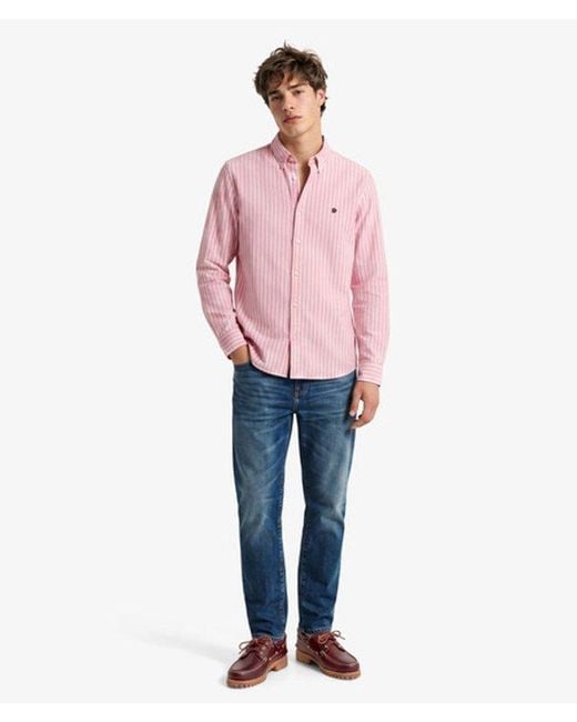 Superdry Red & Co Preppy Oxford Long Sleeve Shirt for men