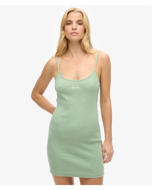 Superdry Green & Co Cotton Slim Fit S Logo Strappy Dress