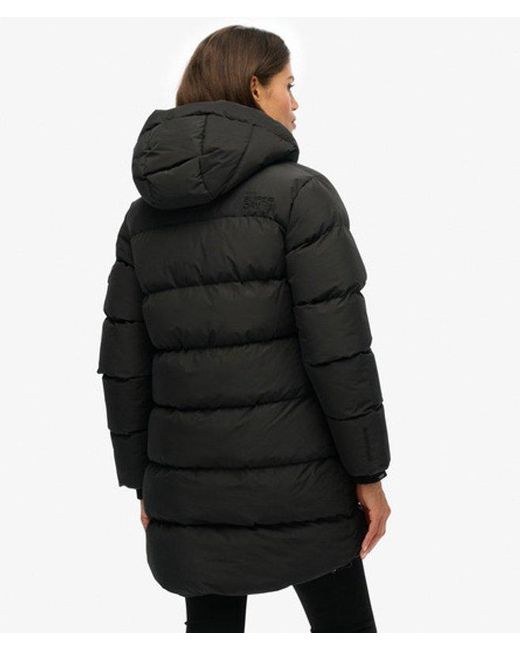 Superdry Black & Co Hooded Sports Puffer Mid Length Jacket