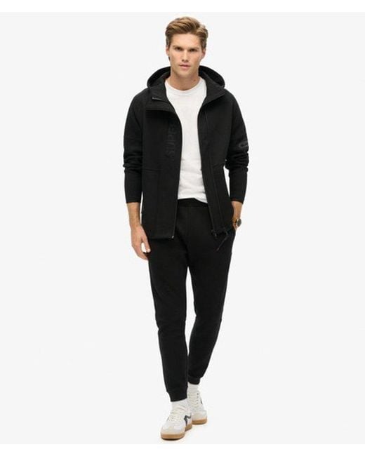Superdry Black & Co Tech Logo Loose Zip Hoodie for men