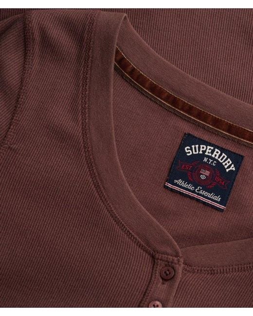 Superdry Athletic Button Down Longsleeve Top in het Red