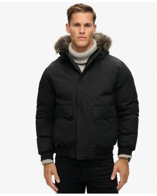 Superdry Black Everest Faux Fur Bomber Jacket for men