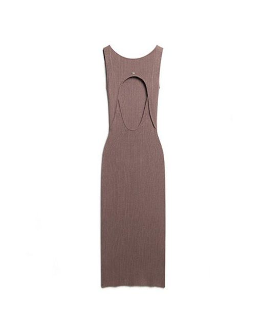 Superdry Brown & Co Rayon Backless Knitted Midi Dress