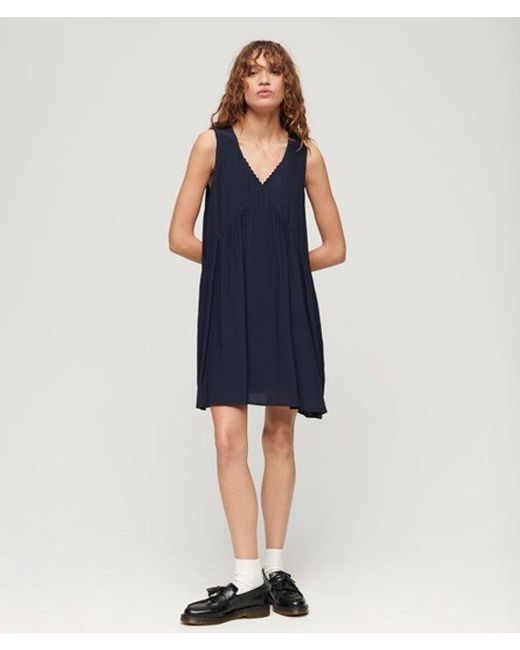 Superdry Blue & Co V-neck Volume Sleeveless Dress