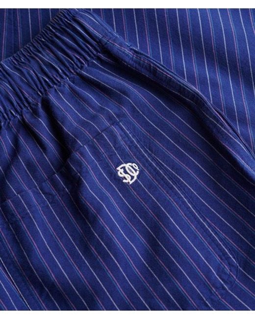 Superdry Blue Organic Cotton Stripe Elasticated Trousers